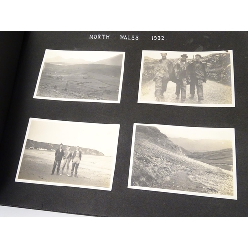 668 - A pre-war photograph album, containing monochrome photographs titled and dated 1929-1937, locations ... 