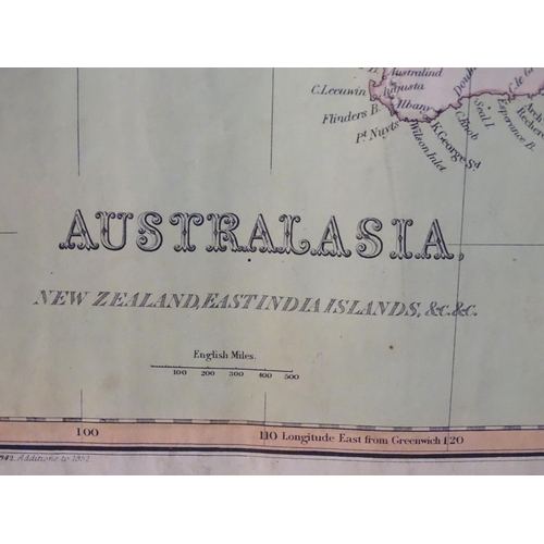 687 - Map: A 19thC engraved map of Australia, New Zealand and East India Islands, engraved and published b... 