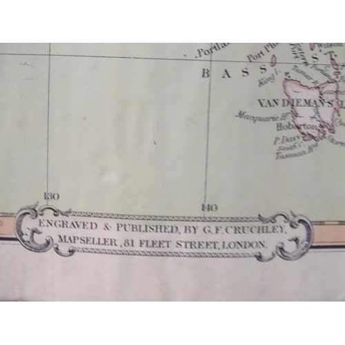 687 - Map: A 19thC engraved map of Australia, New Zealand and East India Islands, engraved and published b... 