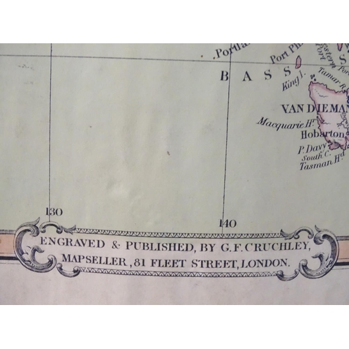 687 - Map: A 19thC engraved map of Australia, New Zealand and East India Islands, engraved and published b... 