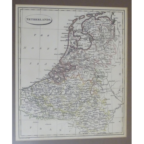 689 - A 19thC hand coloured map of the Netherlands, by J. C. Russell Jnr.  Approx. 9