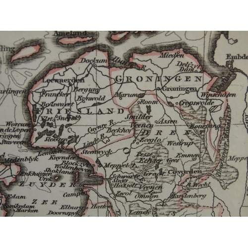 689 - A 19thC hand coloured map of the Netherlands, by J. C. Russell Jnr.  Approx. 9