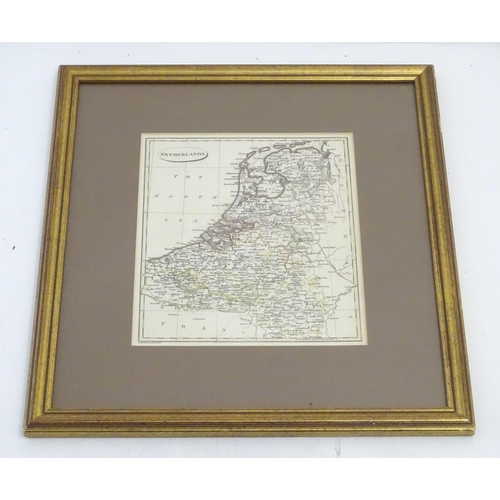 689 - A 19thC hand coloured map of the Netherlands, by J. C. Russell Jnr.  Approx. 9