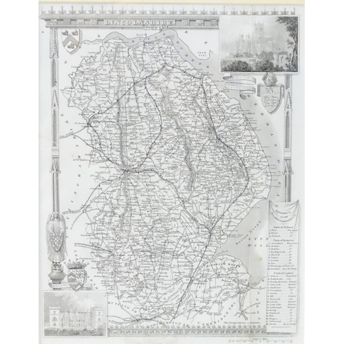 690 - Maps: Two monochrome engraved and hand coloured county maps, one depicting Momouthshire with a view ... 