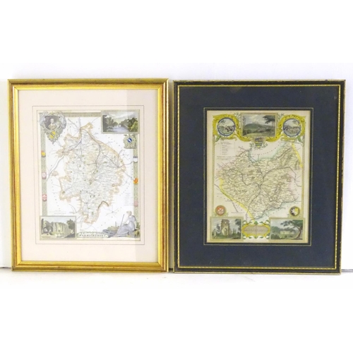 691 - Maps: Two engraved and hand coloured county maps after Thomas Moule, one depicting Warwickshire with... 