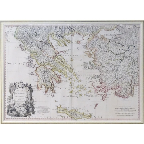 693 - Map: An engraved and hand coloured map by W. Palmer after Louis Stanislas d'Arcy Delarochette depict... 