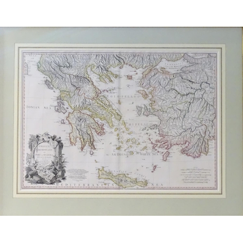 693 - Map: An engraved and hand coloured map by W. Palmer after Louis Stanislas d'Arcy Delarochette depict... 