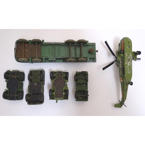 700 - Toys: A quantity of Dinky Toys die cast scale model military vehicles comprising AEC Articulated Lor... 