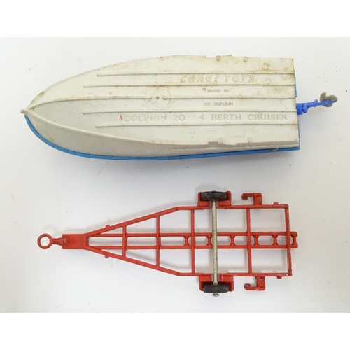 701 - Toys: Two die cast scale model boat and car Corgi Toys to include a Dolphin 20 Cruiser on Wincheon T... 