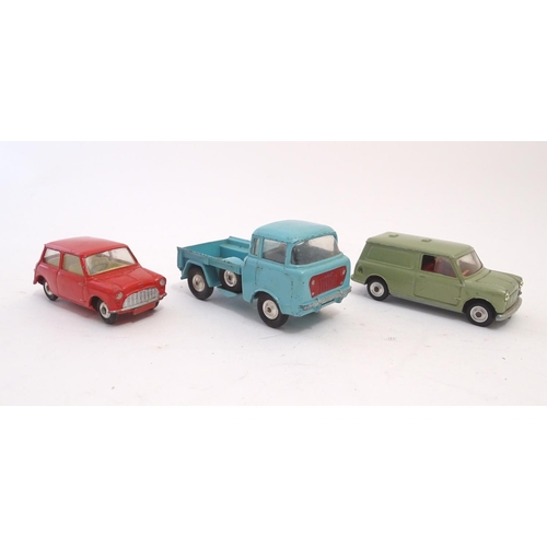 702 - Toys: Three Corgi Toys die cast scale model vehicles / cars, comprising Forward Control Jeep FC-150,... 