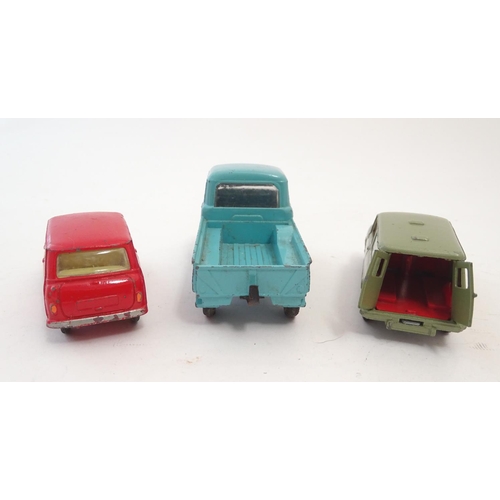 702 - Toys: Three Corgi Toys die cast scale model vehicles / cars, comprising Forward Control Jeep FC-150,... 