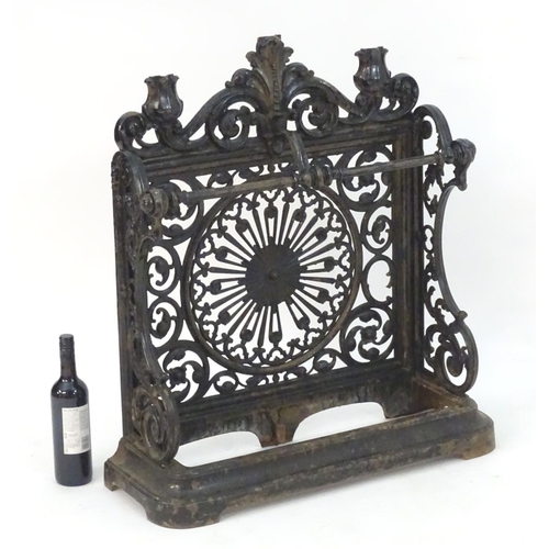 788 - Garden & Architectural, Salvage: a 19thC cast iron Coalbrookdale style stick stand. 29