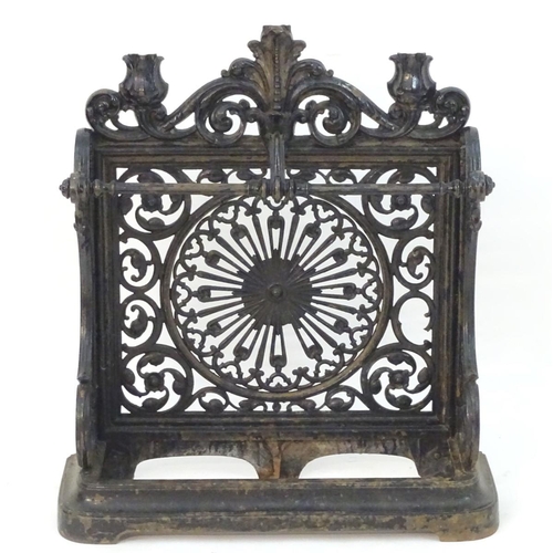 788 - Garden & Architectural, Salvage: a 19thC cast iron Coalbrookdale style stick stand. 29