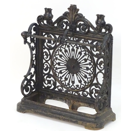 788 - Garden & Architectural, Salvage: a 19thC cast iron Coalbrookdale style stick stand. 29