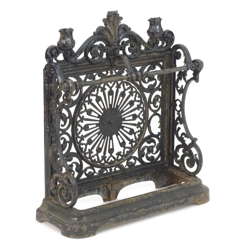 788 - Garden & Architectural, Salvage: a 19thC cast iron Coalbrookdale style stick stand. 29