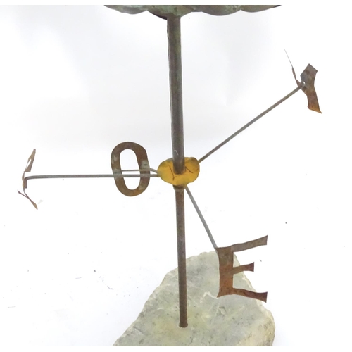 785 - Garden & Architectural, Salvage: an early to mid 20thC cockerel weather vane, constructed of brazed ... 