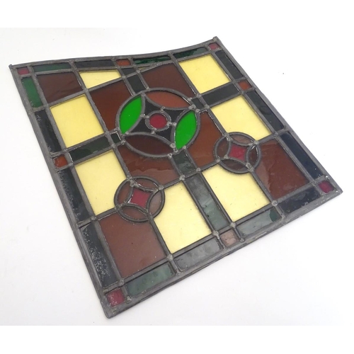 784 - Garden & Architectural, Salvage: a pair of early 20thC lead and stained glass window / door panels, ... 