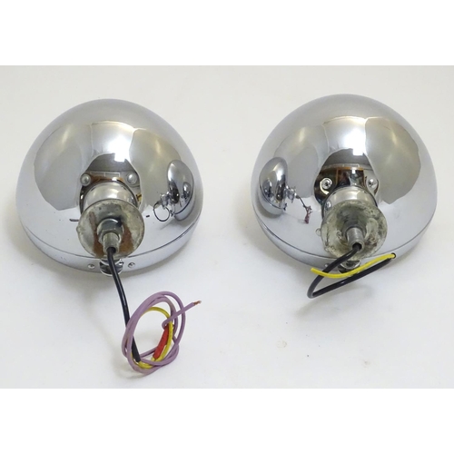 943 - A pair of KC Hilites chromium automotive spotlights with covers, each 6