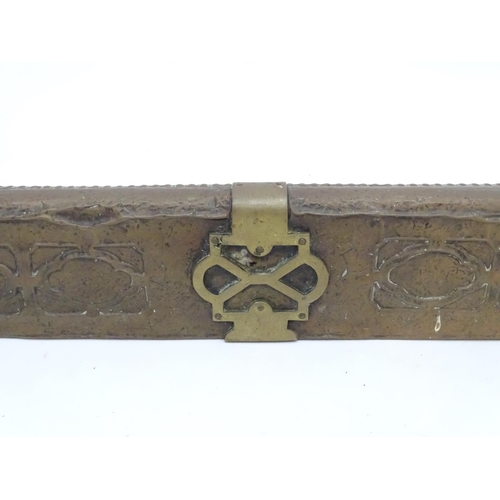 1070 - A late 19thC brass fire fender decorated with egg and dart mouldings and pierced decoration. 53