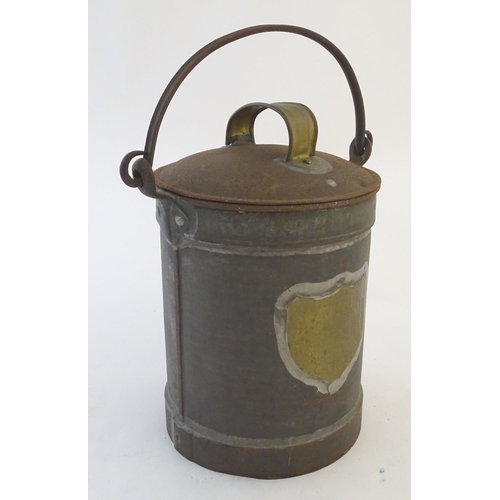 1133 - Kitchenalia: a galvanised steel and brass dairy can, by Boucher, Giles & Co, Dairy Engineers Birming... 