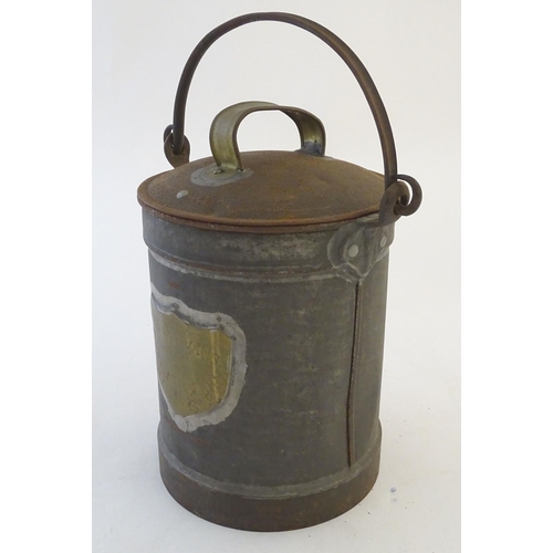 1133 - Kitchenalia: a galvanised steel and brass dairy can, by Boucher, Giles & Co, Dairy Engineers Birming... 