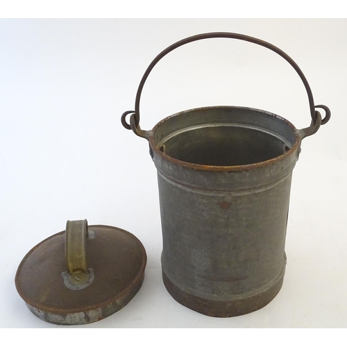 1133 - Kitchenalia: a galvanised steel and brass dairy can, by Boucher, Giles & Co, Dairy Engineers Birming... 