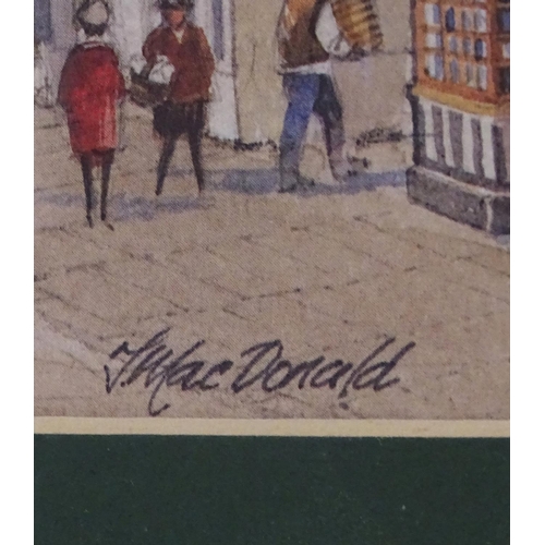 1682B - J. MacDonald, XX, Coloured print, Cirencester, Market day in a bustling town square. Facsimile signa... 