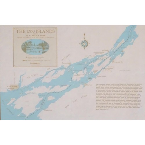 1683 - Four prints / maps framed together relating to the St Lawrence River and Seaway, Home waters to the ... 