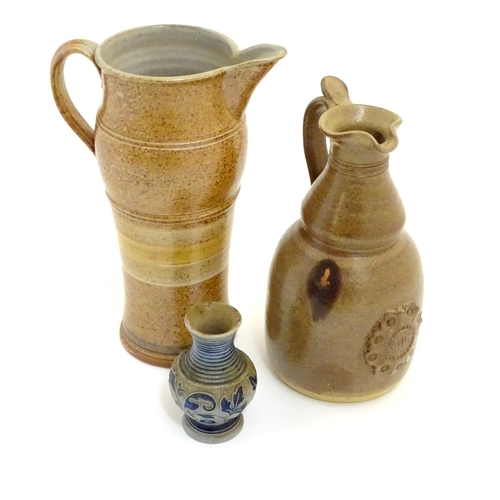 117 - Two items of studio pottery to include a John Chipperfield stoneware jug, marked under, and a stonew... 