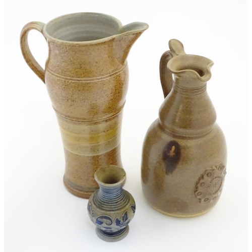 117 - Two items of studio pottery to include a John Chipperfield stoneware jug, marked under, and a stonew... 