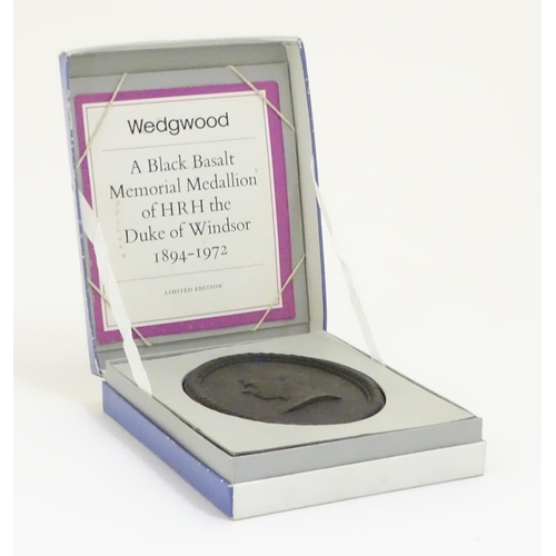 125 - A Wedgwood black basalt limited edition memorial medallion with relief depiction of HRH Duke of Wind... 