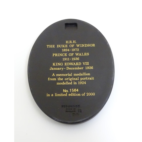 125 - A Wedgwood black basalt limited edition memorial medallion with relief depiction of HRH Duke of Wind... 