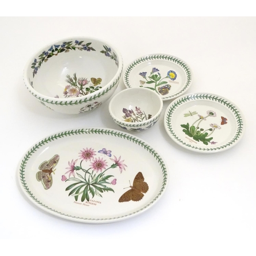 133 - Five items of Portmeirion wares comprising a large bowl, an oval serving plate, two dishes and a cer... 