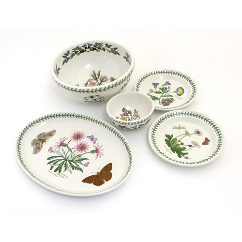 133 - Five items of Portmeirion wares comprising a large bowl, an oval serving plate, two dishes and a cer... 