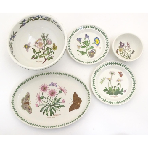 133 - Five items of Portmeirion wares comprising a large bowl, an oval serving plate, two dishes and a cer... 