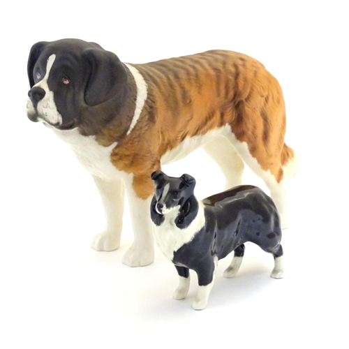 99 - Two Beswick dogs, a St Bernard model no. 2221, and a Border Collie model no. 1854 with gold stamp. M... 