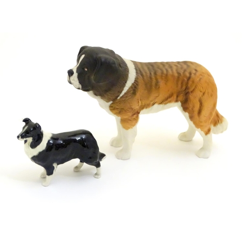 99 - Two Beswick dogs, a St Bernard model no. 2221, and a Border Collie model no. 1854 with gold stamp. M... 