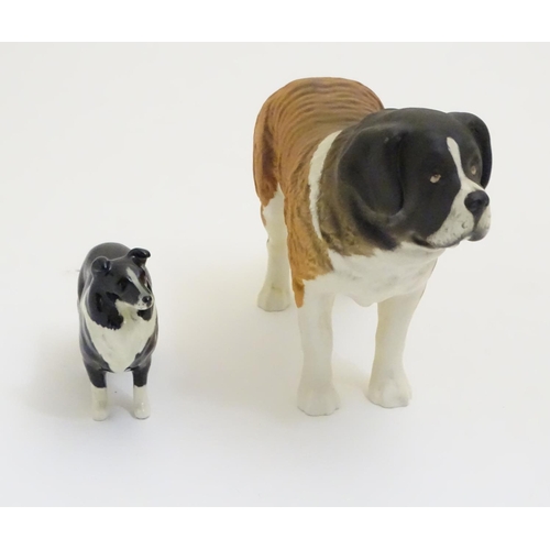 99 - Two Beswick dogs, a St Bernard model no. 2221, and a Border Collie model no. 1854 with gold stamp. M... 