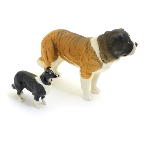 99 - Two Beswick dogs, a St Bernard model no. 2221, and a Border Collie model no. 1854 with gold stamp. M... 