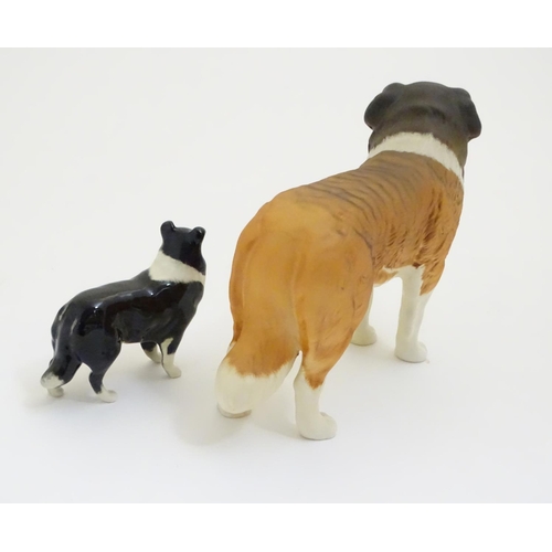 99 - Two Beswick dogs, a St Bernard model no. 2221, and a Border Collie model no. 1854 with gold stamp. M... 