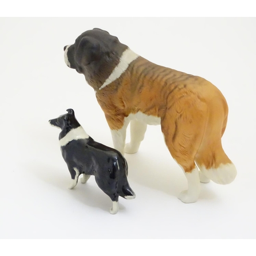 99 - Two Beswick dogs, a St Bernard model no. 2221, and a Border Collie model no. 1854 with gold stamp. M... 