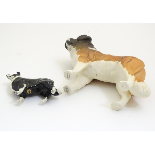 99 - Two Beswick dogs, a St Bernard model no. 2221, and a Border Collie model no. 1854 with gold stamp. M... 