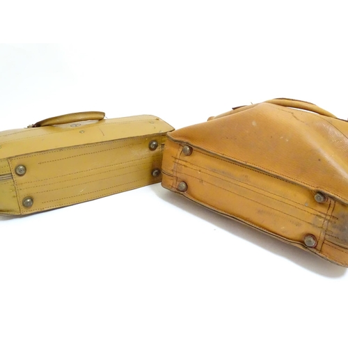 1020 - Two 20thC BT British Telecom engineer's leather tool bags with fitted interiors, embossed logo to ex... 