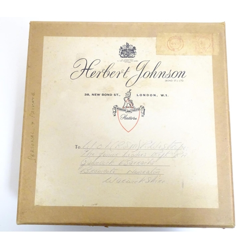 1030 - An early 20thC handmade fur felt bowler hat contained within original Herbert Johnson hatters box.