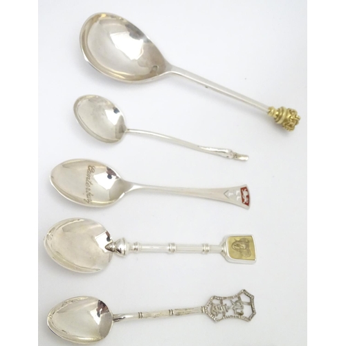 311 - A collection of assorted silver and white metal souvenir / commemorative / novelty  teaspoons etc (1... 