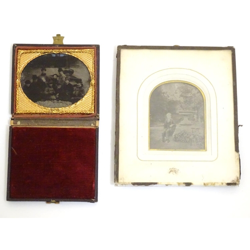 810 - Two Victorian daguerreotype / ambrotype photographic portraits, one depicting a young boy seated in ... 