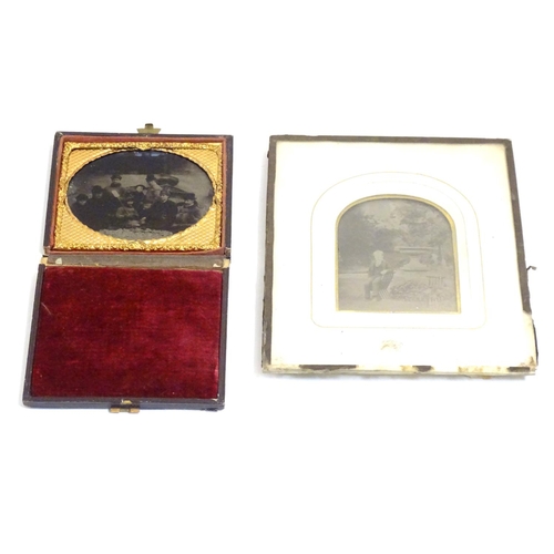 810 - Two Victorian daguerreotype / ambrotype photographic portraits, one depicting a young boy seated in ... 