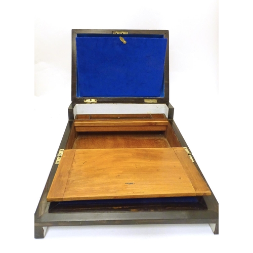 880 - A Victorian coromandel veneered writing box / slope with correspondence pocket and fitted interior. ... 