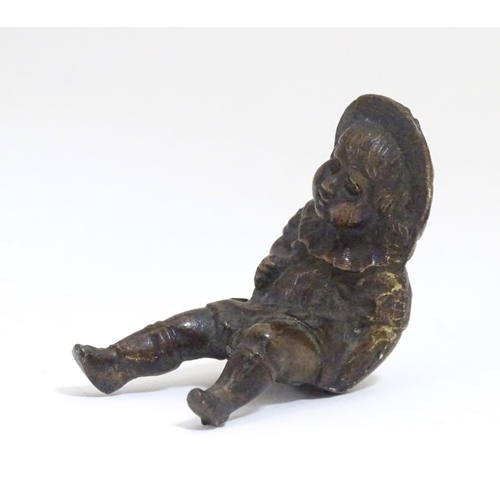 900 - A late 19thC bronze modelled as a young girl with a hat. Approx. 2