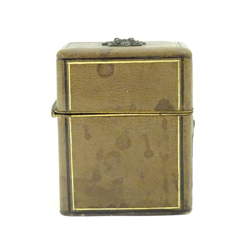 915 - A 19thC etui / necessaire of rectangular form, the fitted case containing sewing / needlework access... 